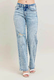 Judy Blue Plus Size High-Waist Mineral Wash 90's Straight Jeans.