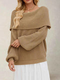 Fold-Over Collar Long Sleeve Sweater.