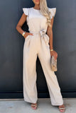 Round Neck Cap Sleeve Jumpsuit.