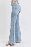 Judy Blue Plus Size Mid Rise Flare Jeans with Rhinestone Detail.