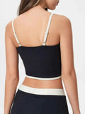 Millennia Contrast Trim Square Neck Active Cami with Detachable Pads.