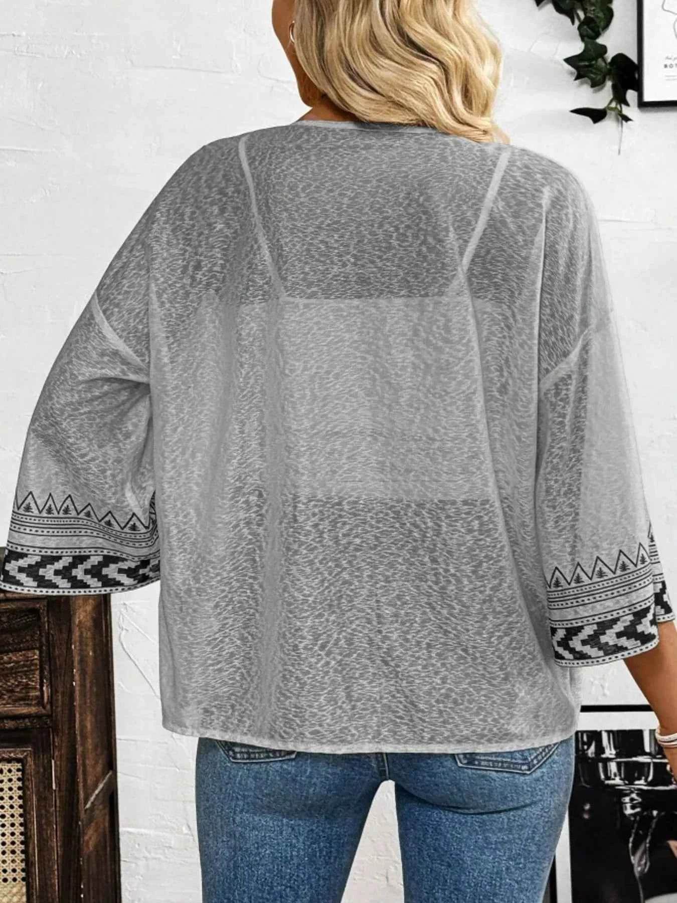 Open Front Sheer Kimono Cardigan.