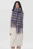 Fringe Plaid Polyester Scarf.