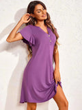 Notched Short Sleeve Lounge Dress.