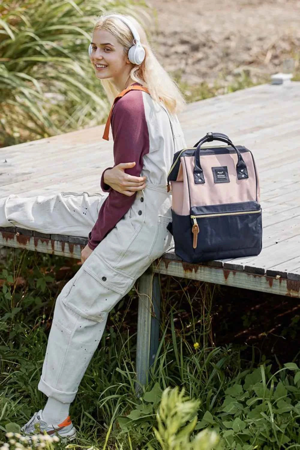 Himawari Waterproof Canvas Backpack with Padded Laptop Compartment.