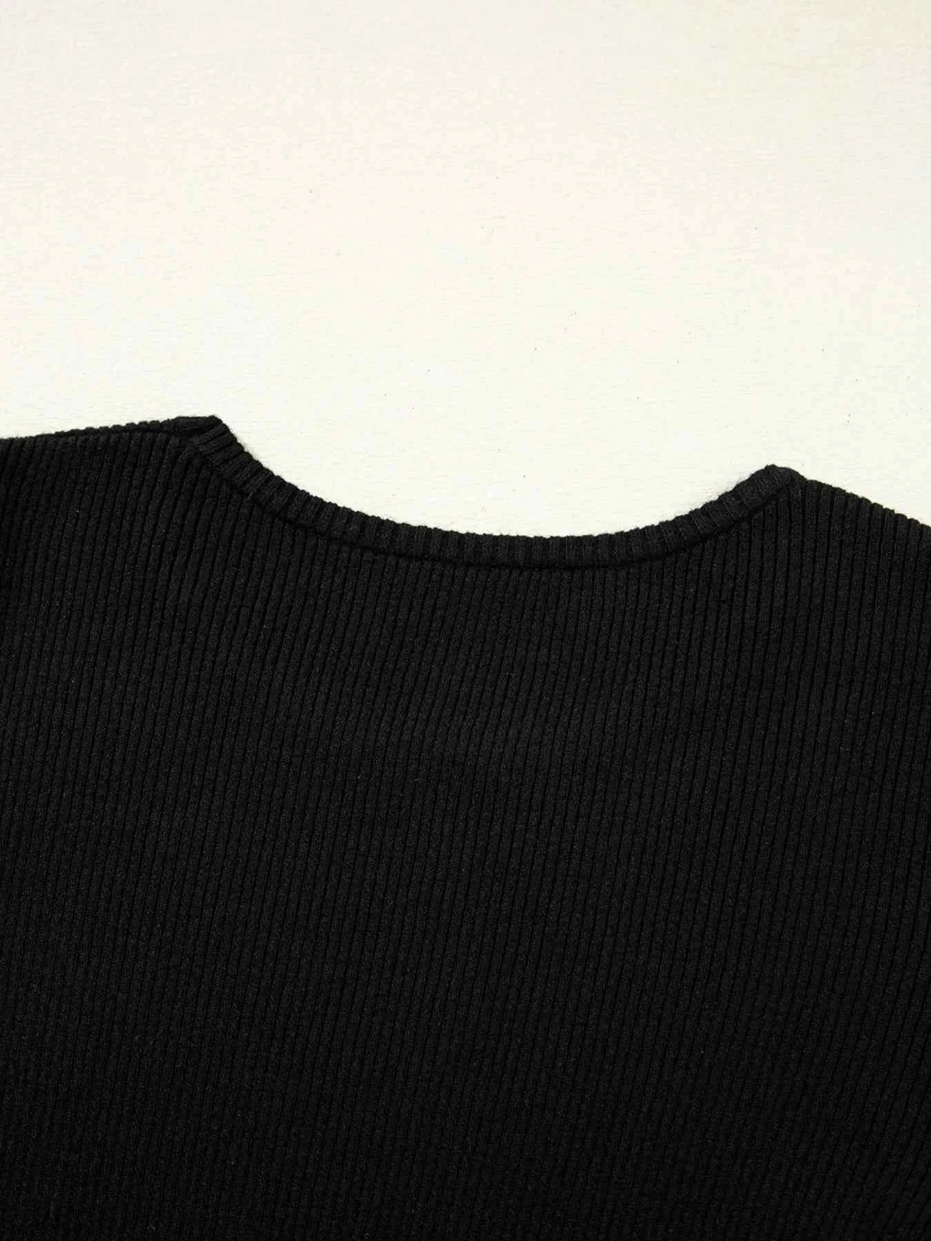 Ribbed Knit Cold Shoulder Sweater.