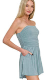 Zenana Double Layered Strapless Tube Top Romper.
