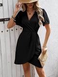 Surplice Short Sleeve Mini Dress - EBYNN