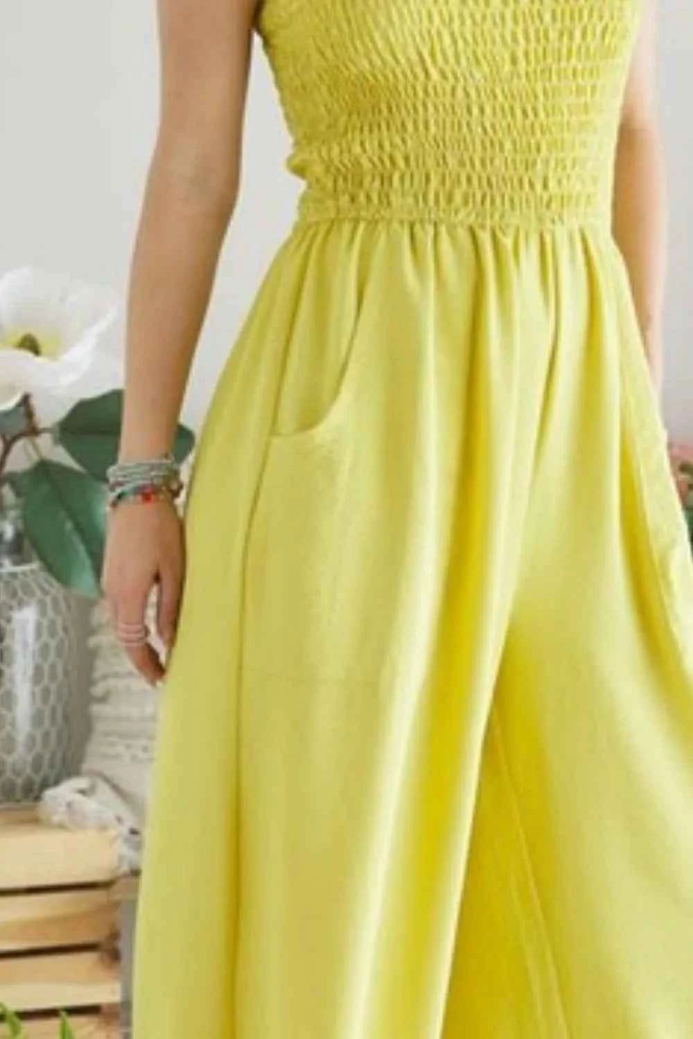 ADORA Smocking Top Wide Leg Jumpsuit.