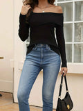 Asymmetrical One Shoulder Knit Top.