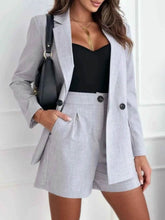 One Button Lapel Collar Blazer and Shorts Set - EBYNN