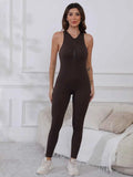 Half Zip Wide Strap Active Jumpsuit.
