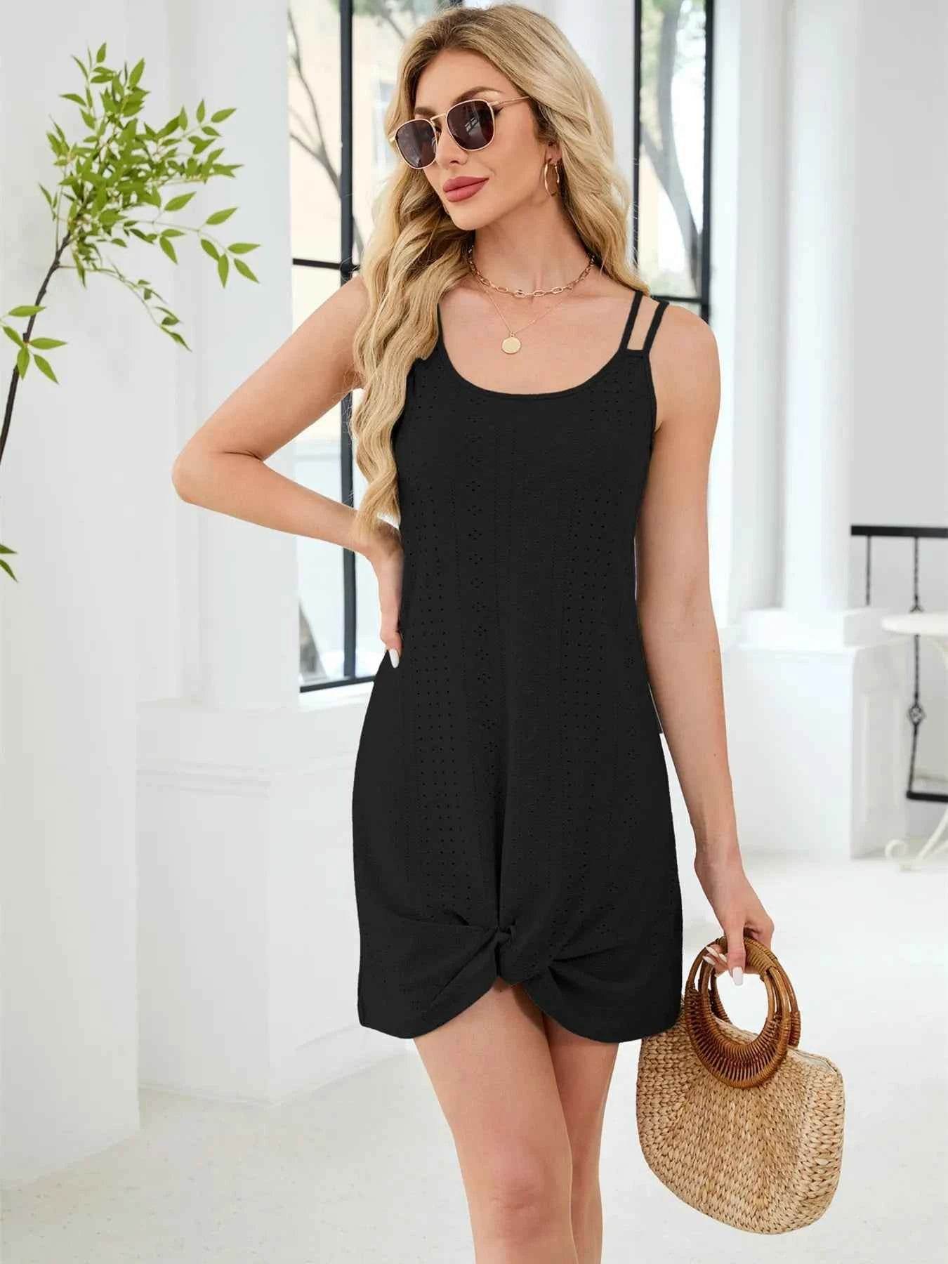 Knotted Hem Double Strap Dress.
