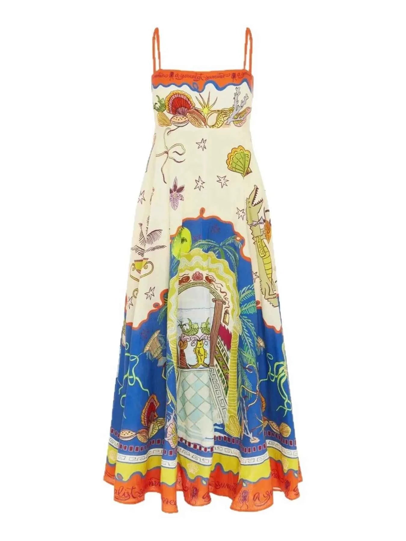 Printed Square Neck Maxi Cami Dress.