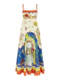 Printed Square Neck Maxi Cami Dress.