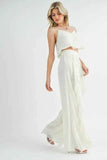 MABLE Crop Cami & Ruffled Wide Leg Pants Set - EBYNN