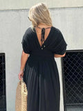 Plus Size Deep V-Neck Maxi Dress with Side Slit.