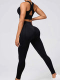 Round Neck Wide Strap Tank and Leggings Active Set.
