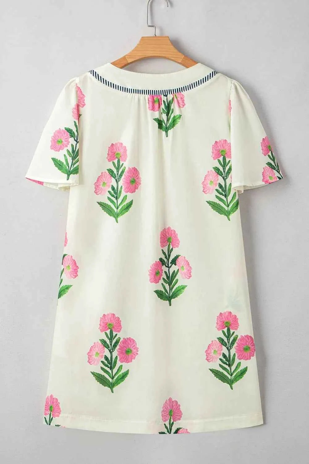 Floral Print Flutter Sleeve Mini Dress.