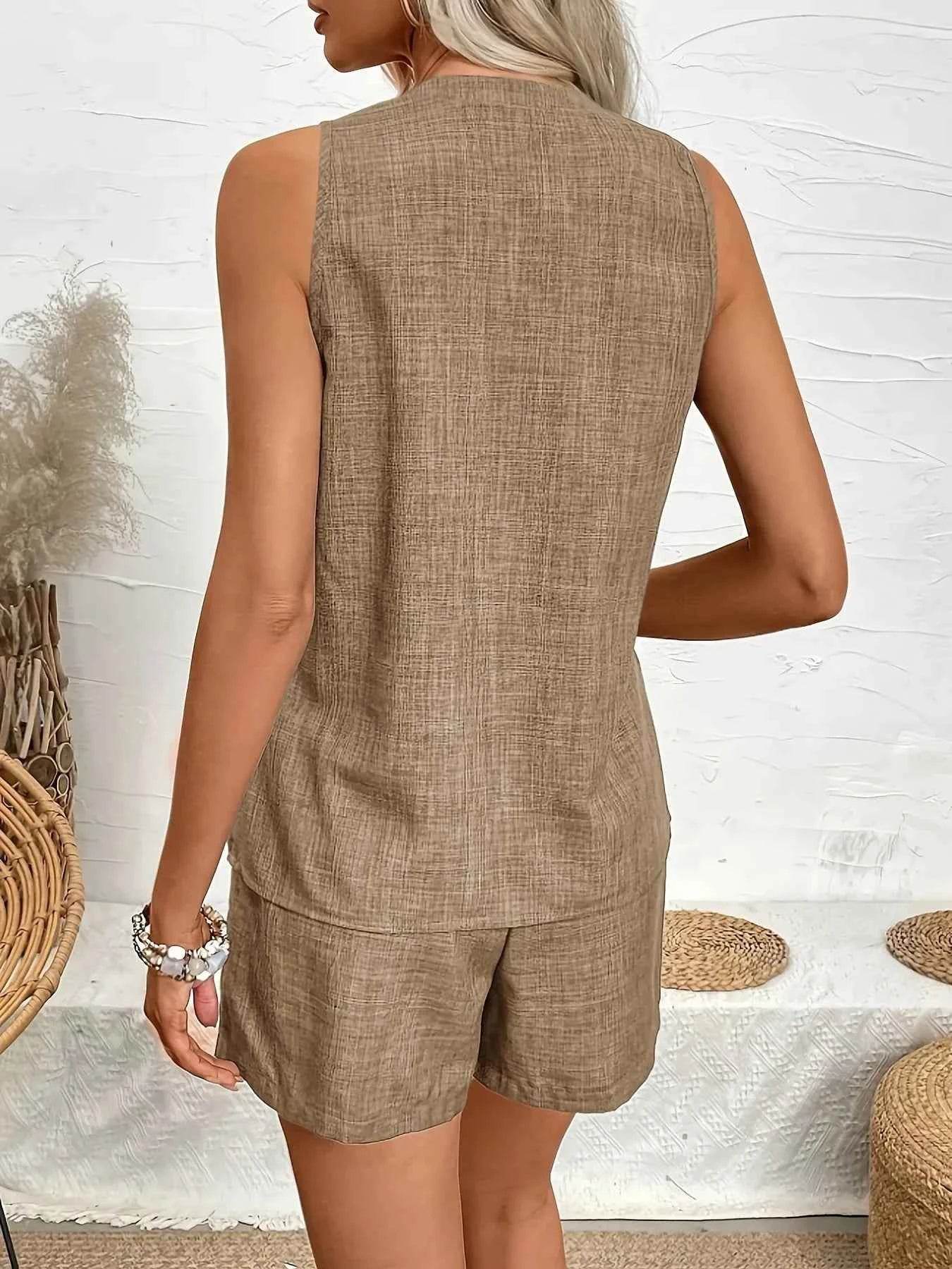 Notched Tank and Shorts Set - EBYNN