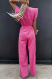 Round Neck Cap Sleeve Jumpsuit.