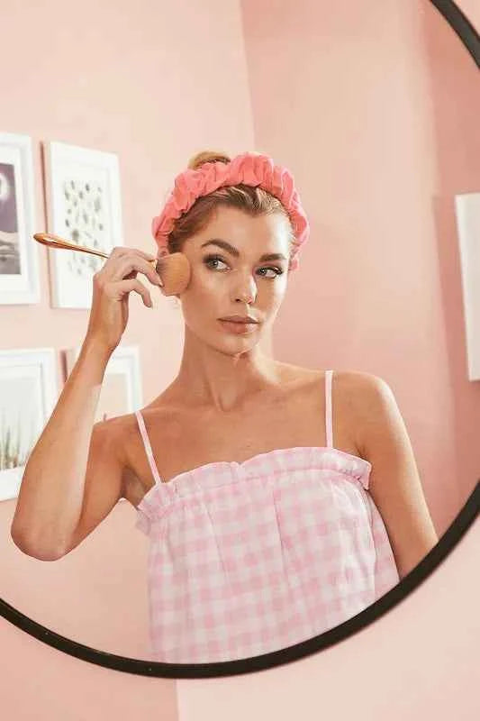 Lime 'N' Chili Gingham Ruffle Trim Cami & Shorts Pajama Set.