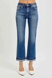 RISEN Mid Rise Ankle Straight Cuffed Jeans.
