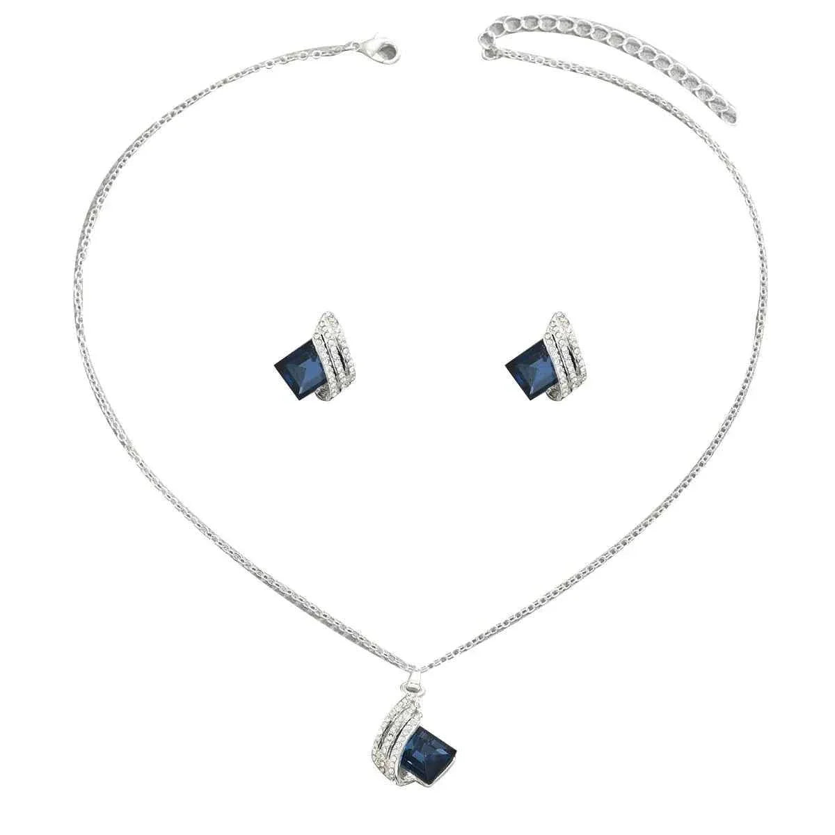 Stainless Steel Geometric Crystal Jewelry Set.