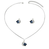 Stainless Steel Geometric Crystal Jewelry Set.