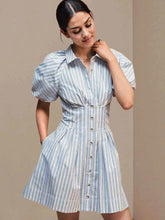 Striped Button Front Shirt Dress.
