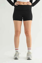 MONO B Ribbed Foldover Waist Shorts.