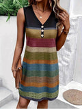 Color Block Sleeveless V-Neck Tank Dress.