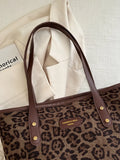 Large Leopard Print Polyester Tote Bag.