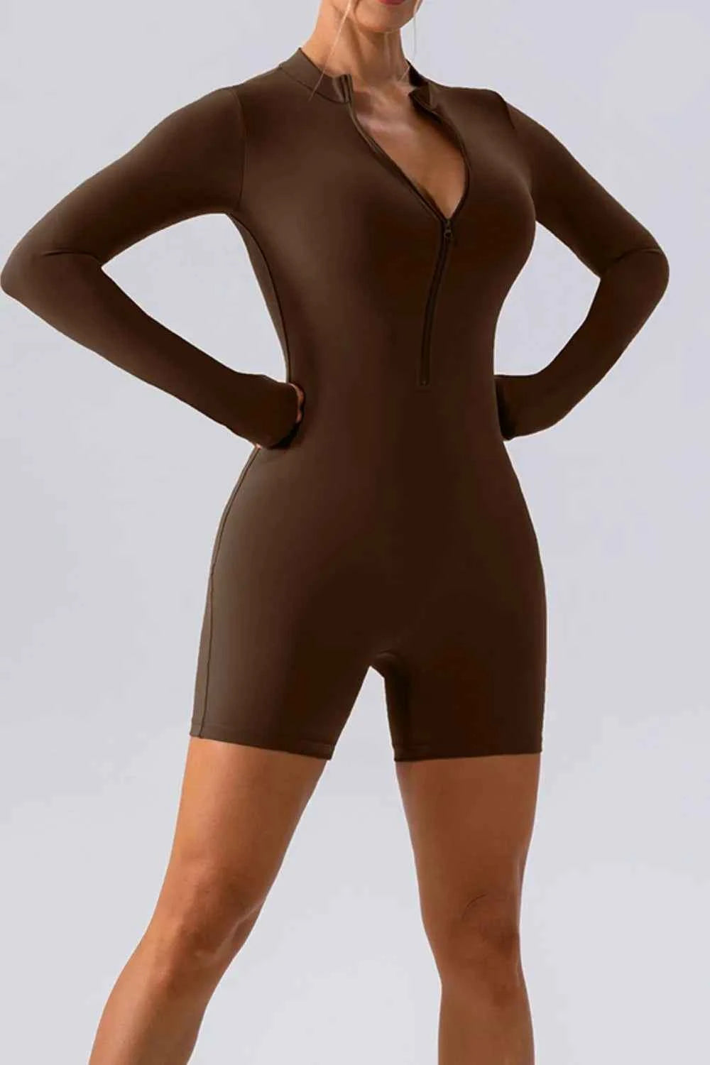Half Zip Long Sleeve Active Romper.