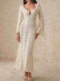 Wave Openwork Crochet Maxi Knit Dress.
