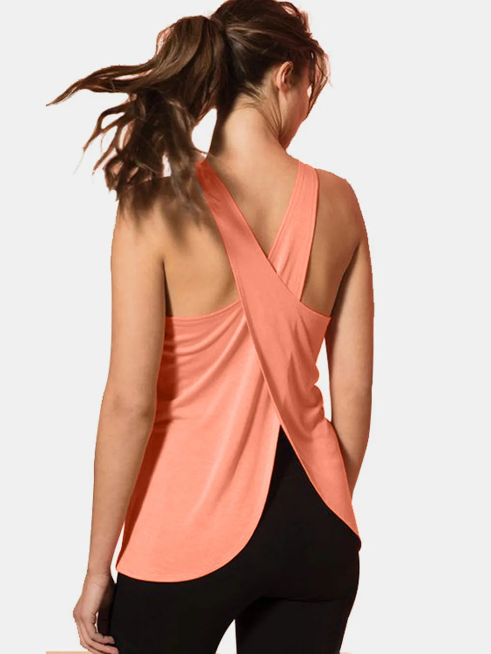 Crisscross Scoop Neck Active Tank Top.
