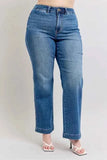 Judy Blue Plus Size High Waist Contrast Thread Straight Jeans.