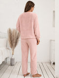 Ivy Lane Teddy Long Sleeve Top and Pants Lounge Set.