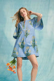 Umgee Tropical Print Bell Sleeve Mini Dress.
