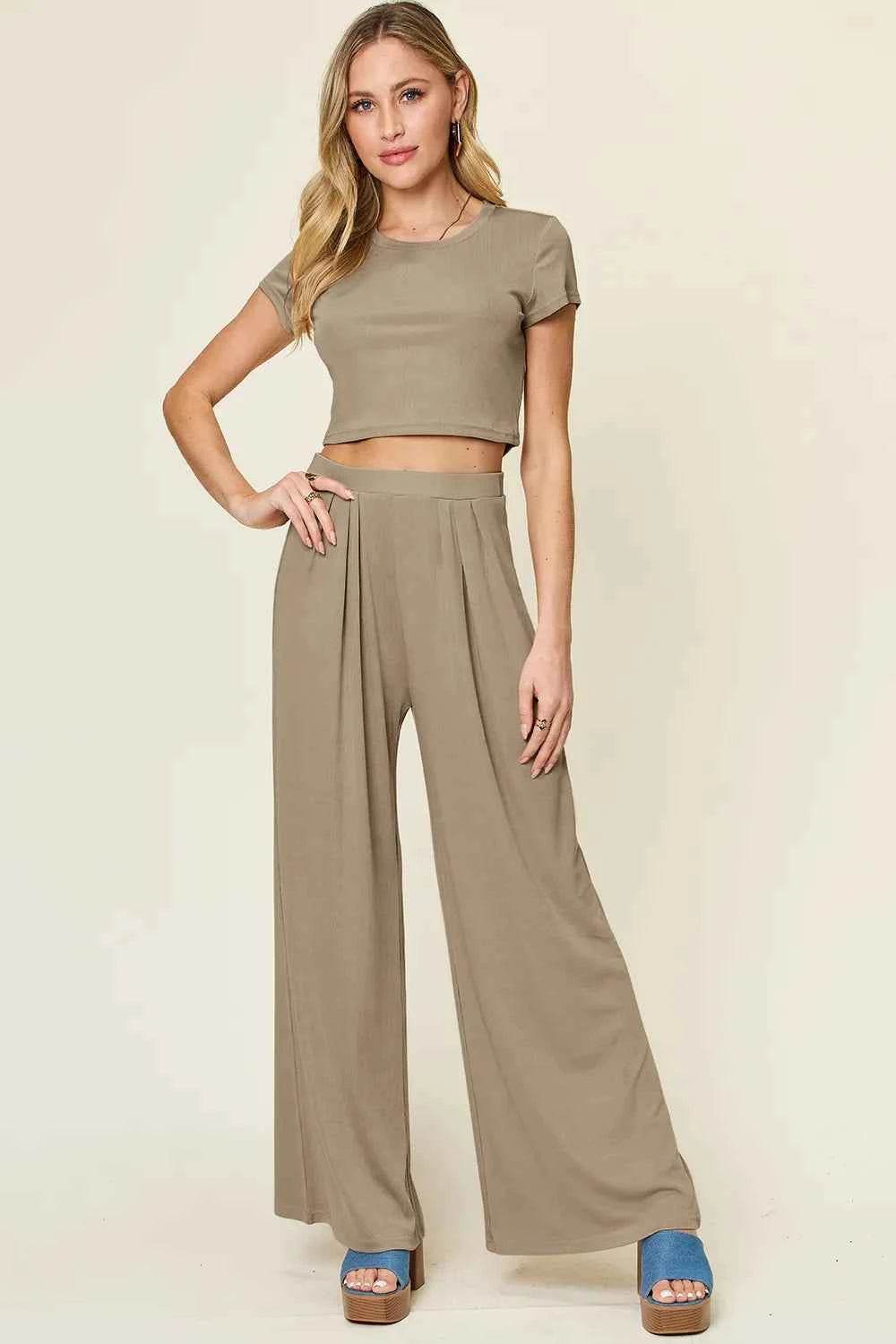 Double Take Top and Pants Set for Effortless Style and Comfort - EBYNN