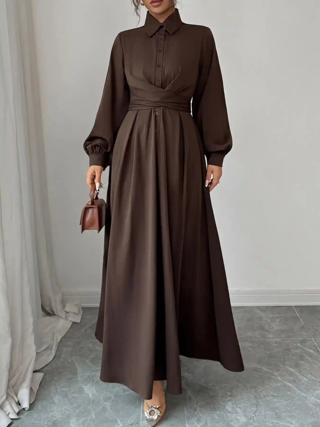 Long Sleeve Maxi Shirt Dress.