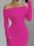 Off-Shoulder Long Sleeve Bodycon Maxi Dress.