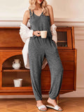 Ribbed Knit V-Neck Tank and Pants Lounge Set.