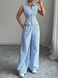Striped Sleeveless Top and Pants Set - EBYNN