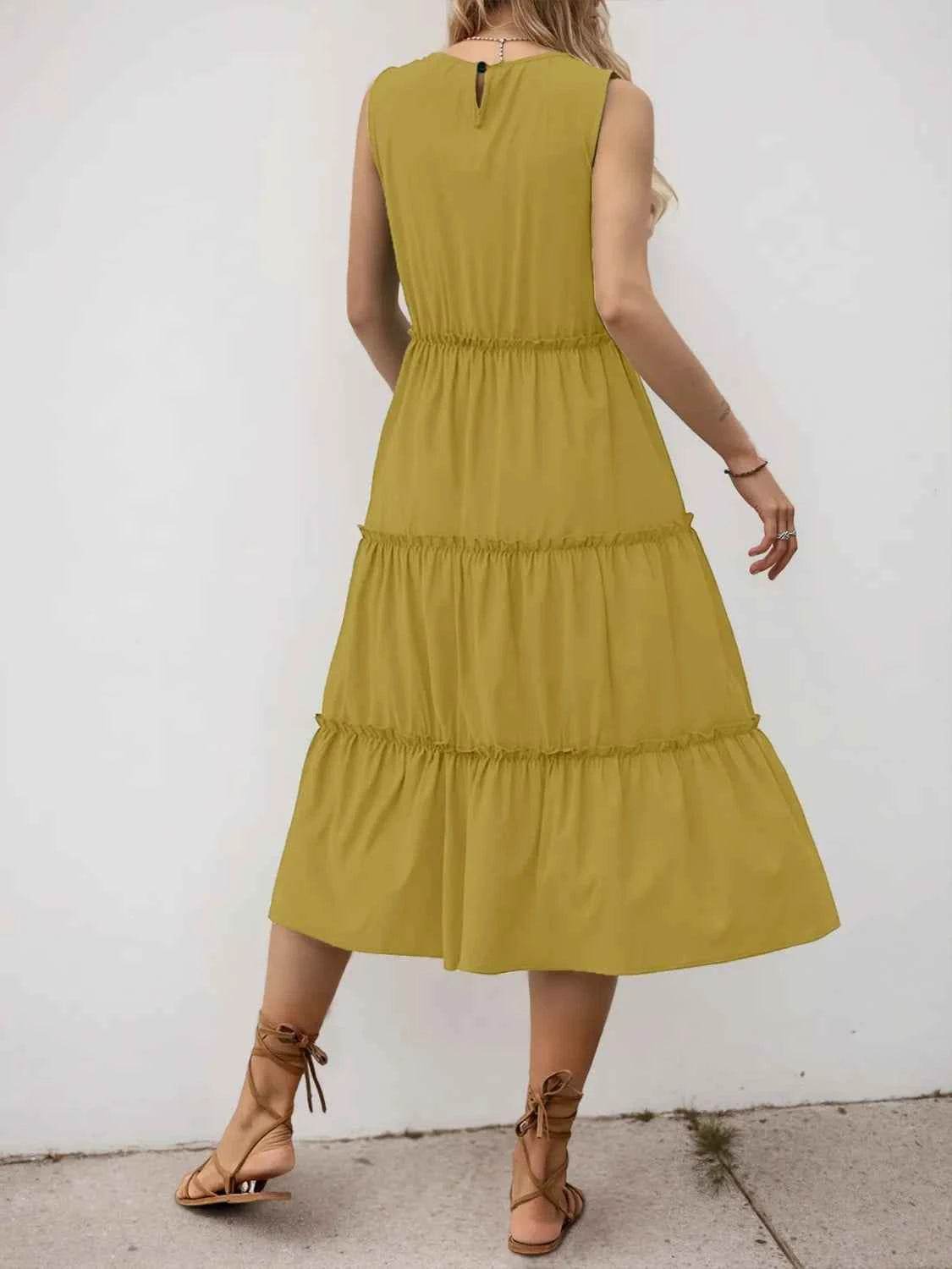 Frill Tiered Midi Dress.
