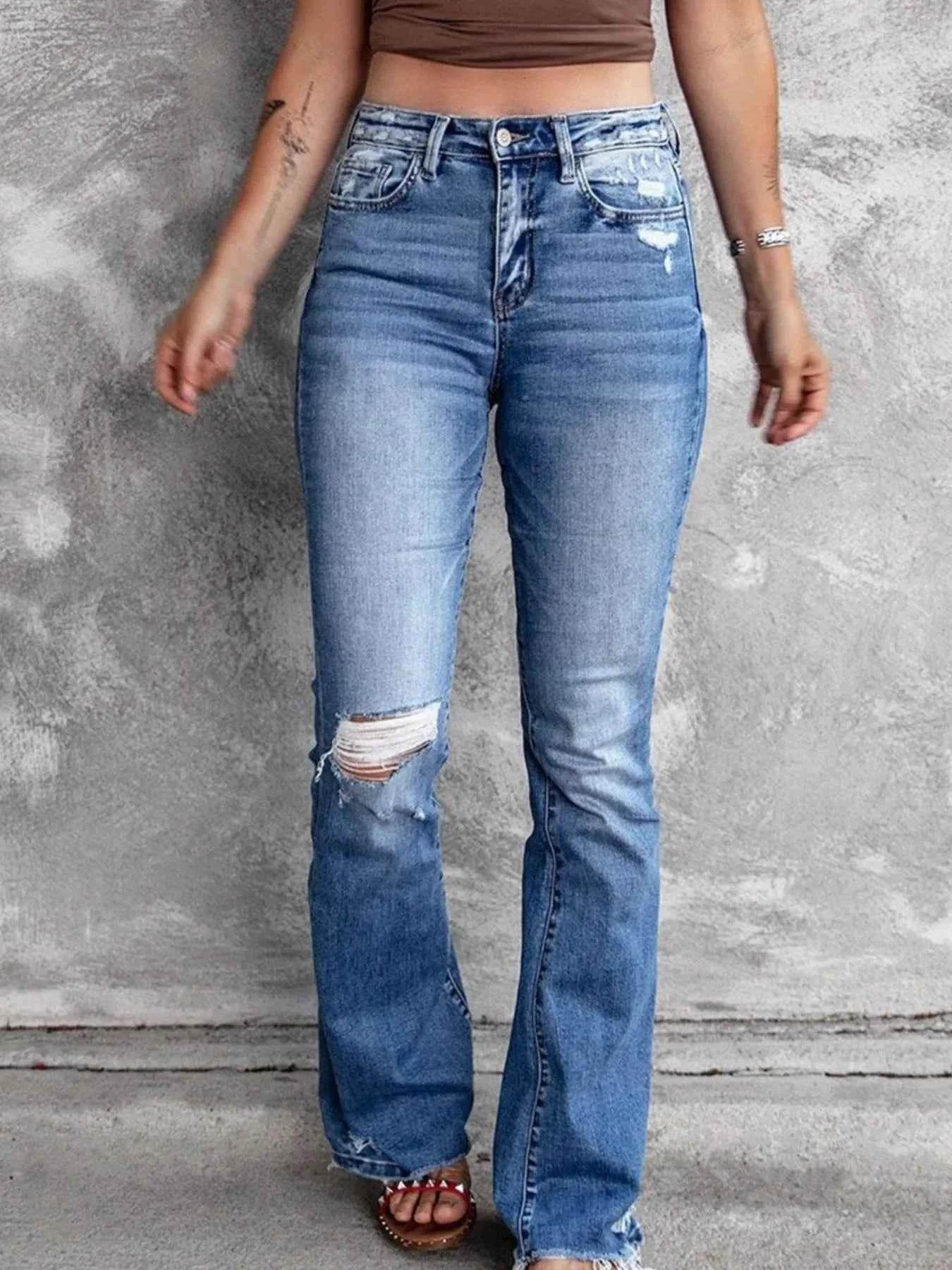 Distressed Flare Jeans for Women.