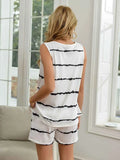 Striped Round Neck Tank and Shorts Lounge Set.