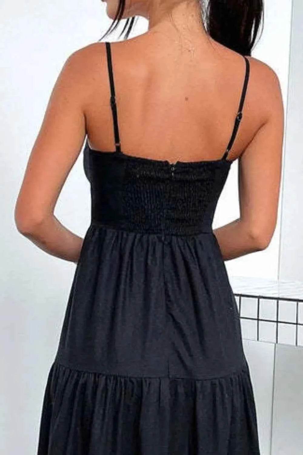 Cut-Out Tiered Dress with Spaghetti Straps.