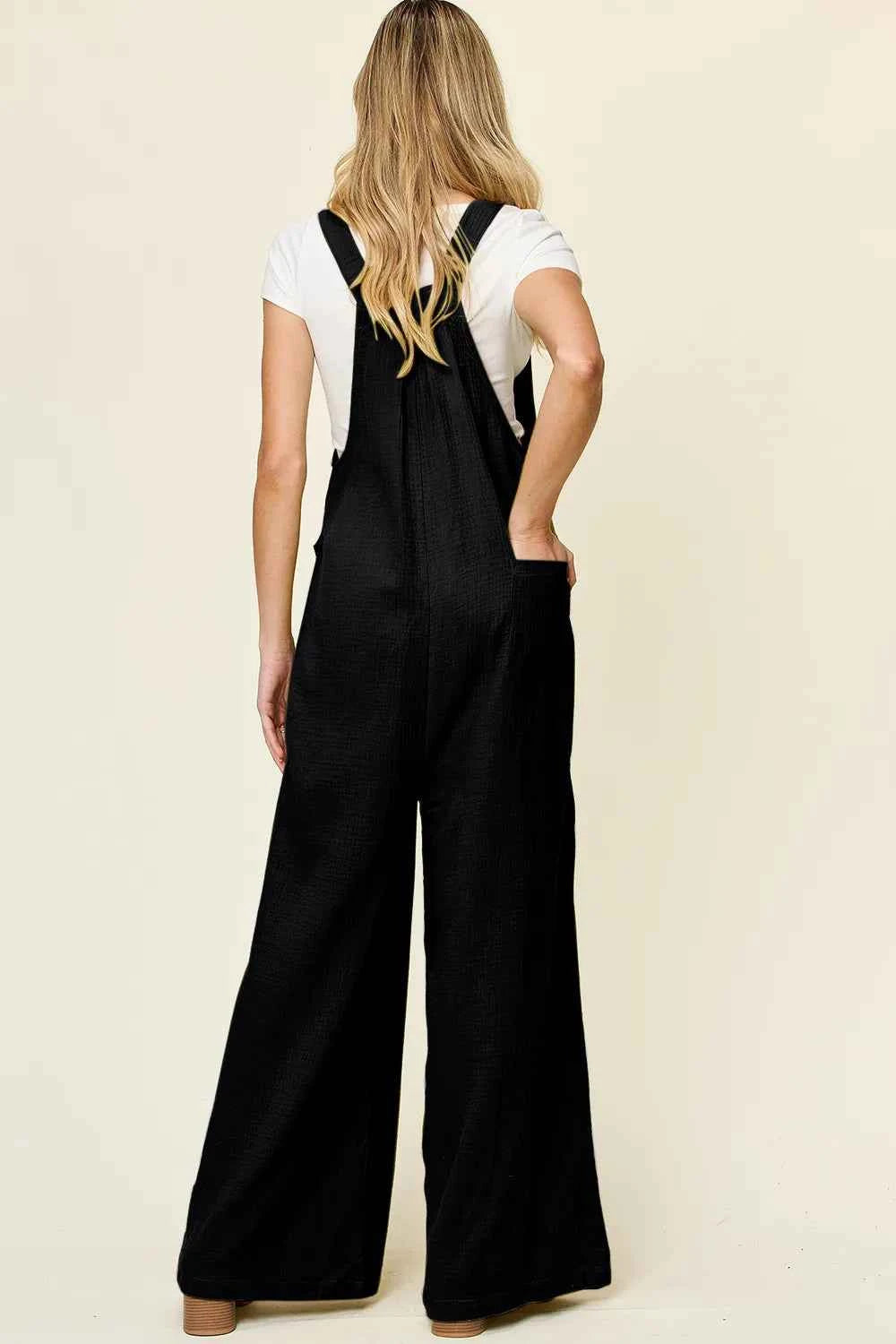 Double Take Full Size Texture Wide Strap Wide Leg Overall.