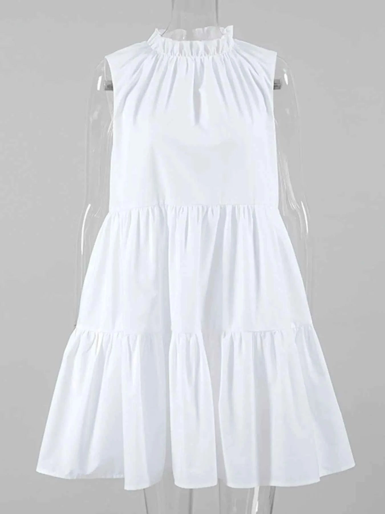 Tiered Sleeveless Summer Mini Dress.
